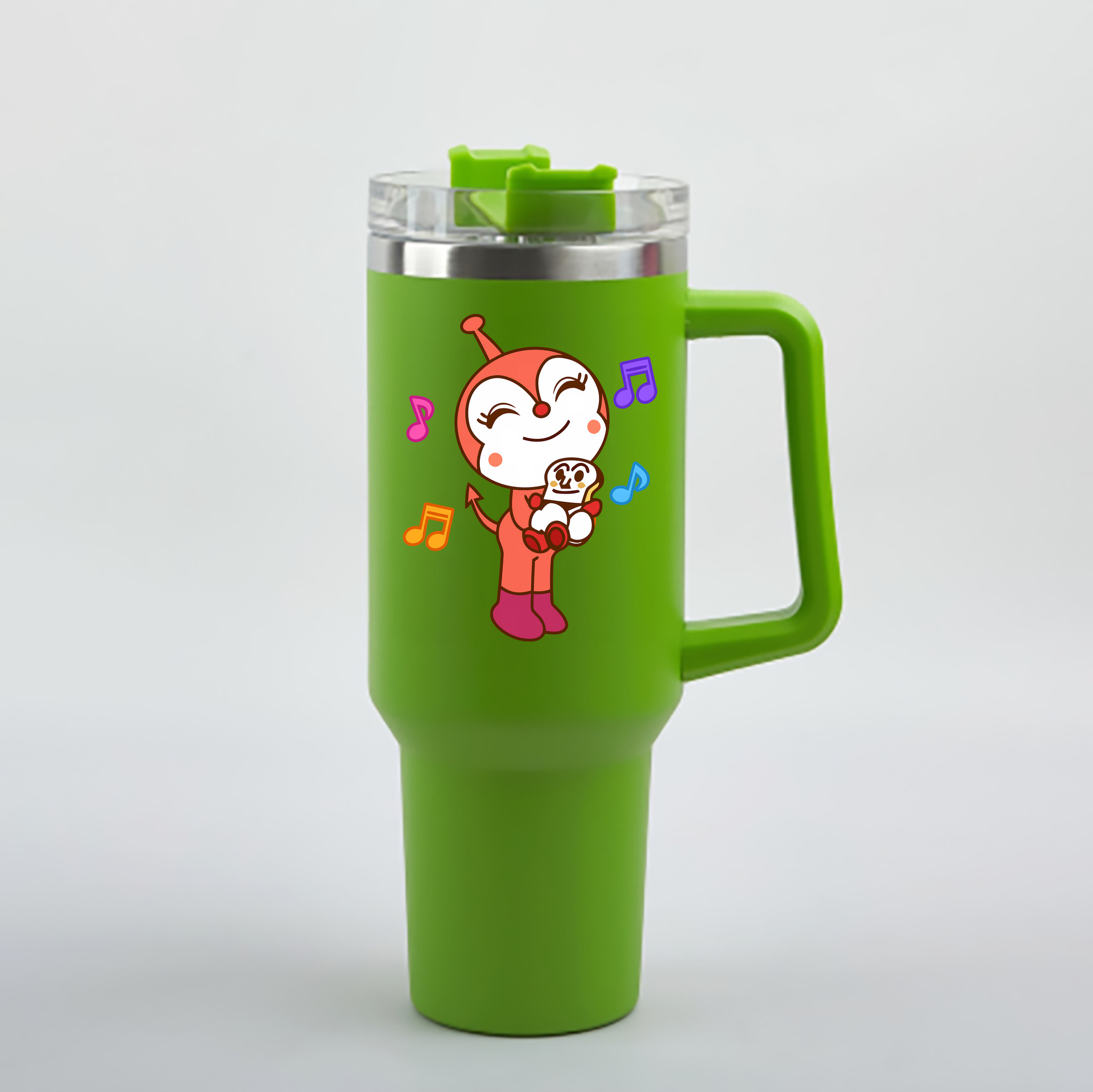 （画像用） アンパンマン Anpanman 1200mL車用タンブラー - クリスタルステッカー（プラスチックストロー付き）